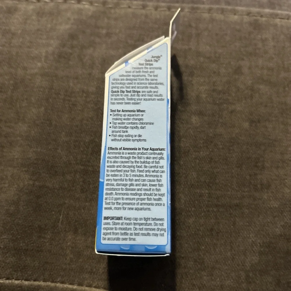 Jungle Quick Dip Ammonia Test Kit for Aquarium - 25 Test Strips Brand New